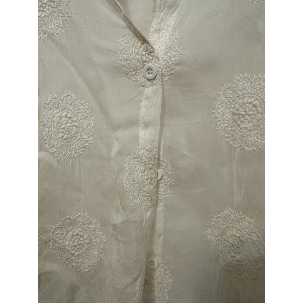 Vintage Johnny Was Womans Floral Embroidered Doily Print Long Sleeve Top Size L - Picture 12 of 16